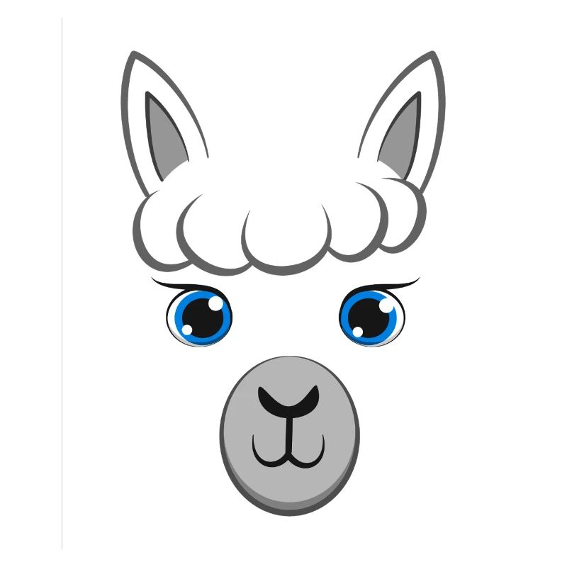 Cute Alpaca Face Blue Eyes Llama DIY Costume