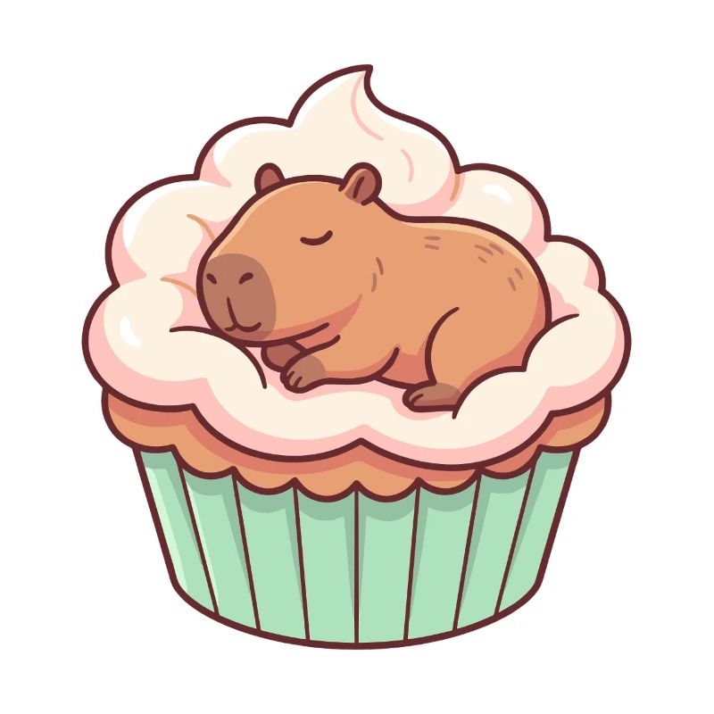 Süßes Capybara Cupcake Motiv