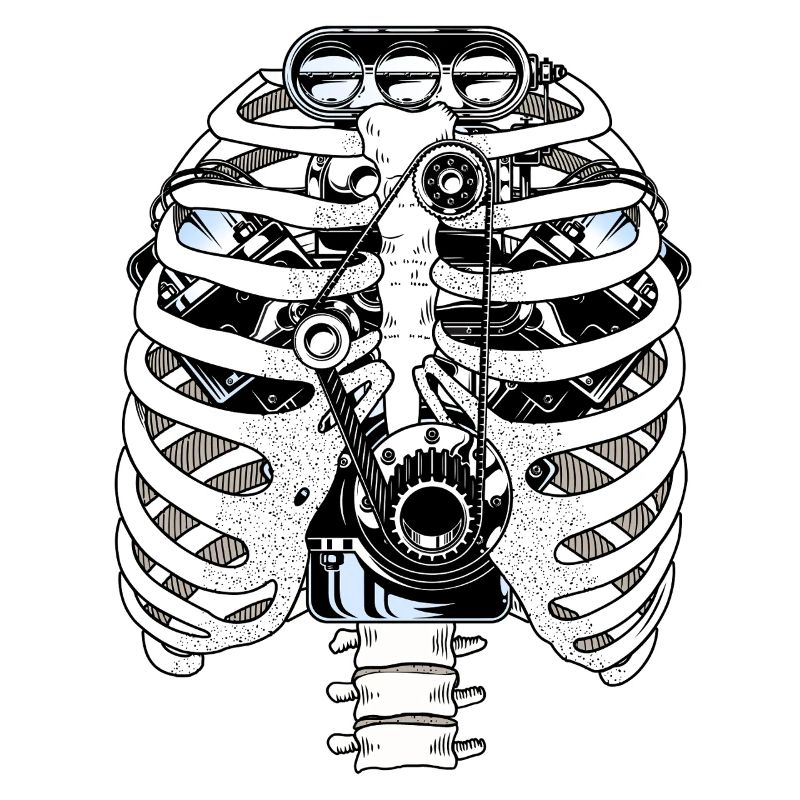 Biomech Ribcage Engine Car Mechanic