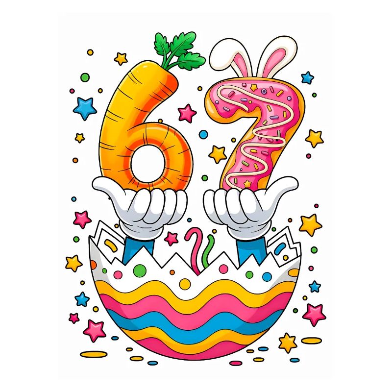 Easter Eggs Cute Bunny Six Seven 67