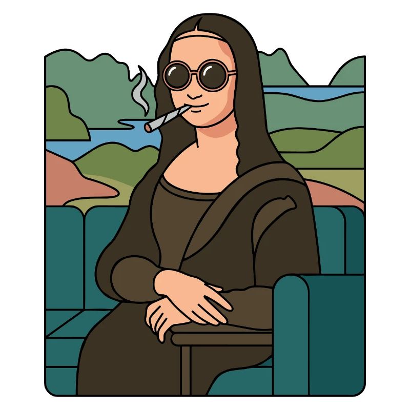 Mona Lisa cool with sunglasses smoking weed