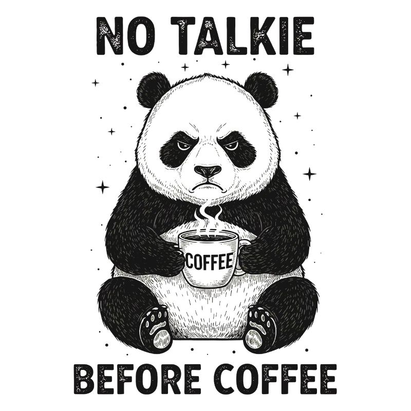 Pas de conversation devant un panda amateur de café