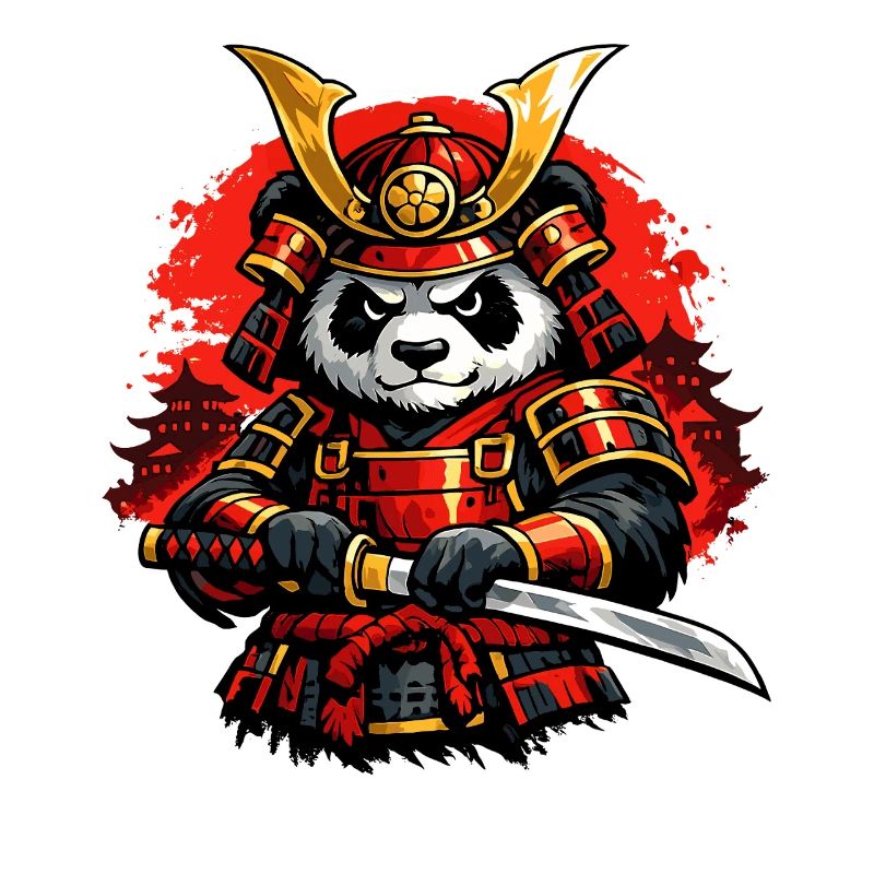Samurai Panda mit Katana im japanischen Stil
