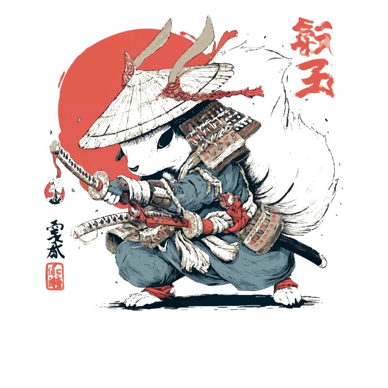 Samurai-Eichhörnchen, japanischer Krieger, Ukiyo-e-Stil Su