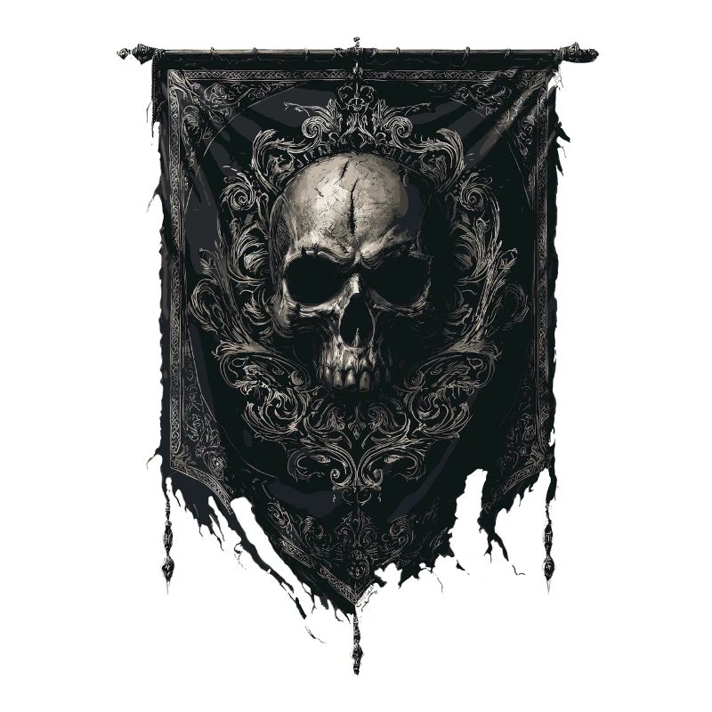 Gothic Banner - Skull with Embellishments