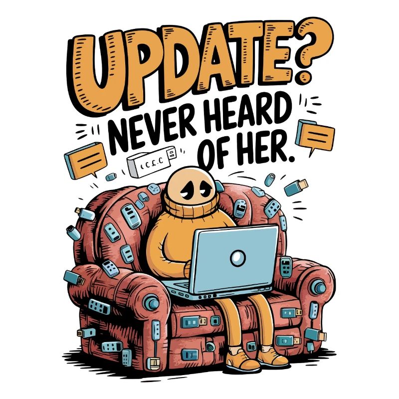 Update Overload – Funny Tech Couch Potato Design