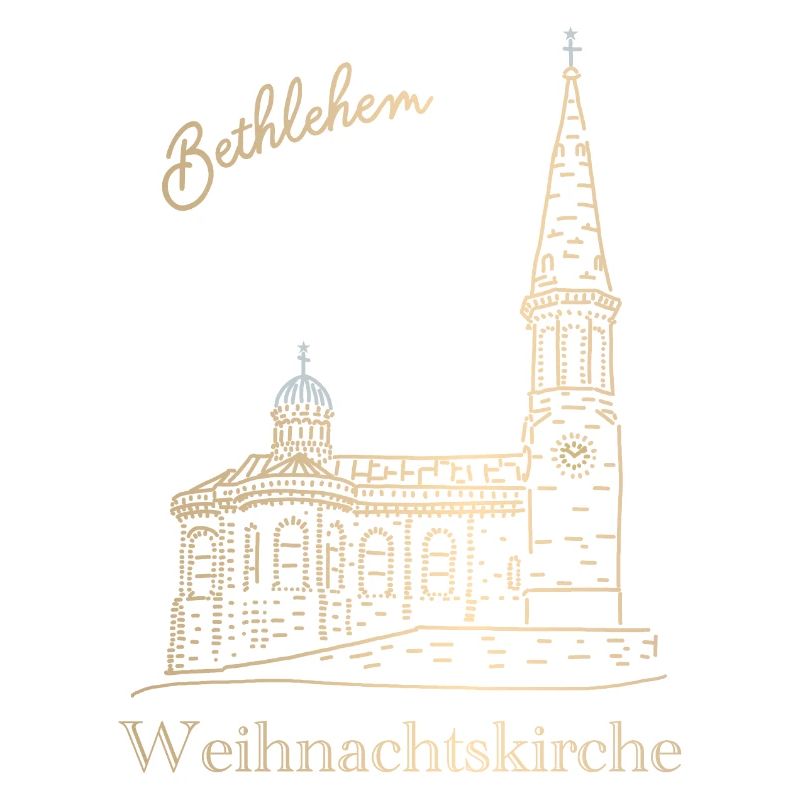 Weihnachtskirche Bethlehem Handzeichnung