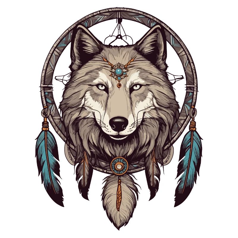 Dream catcher with wolf