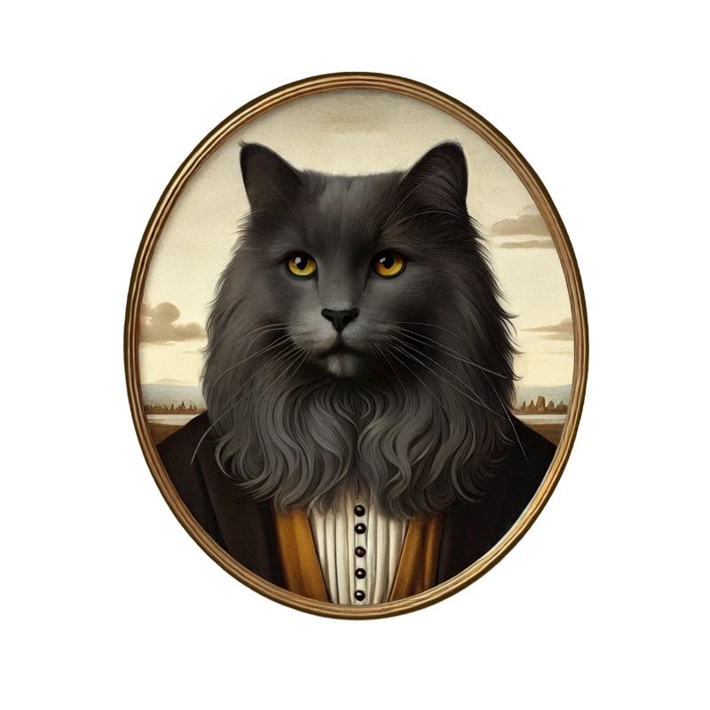 Portrait d’un chat noir de style Renaissance