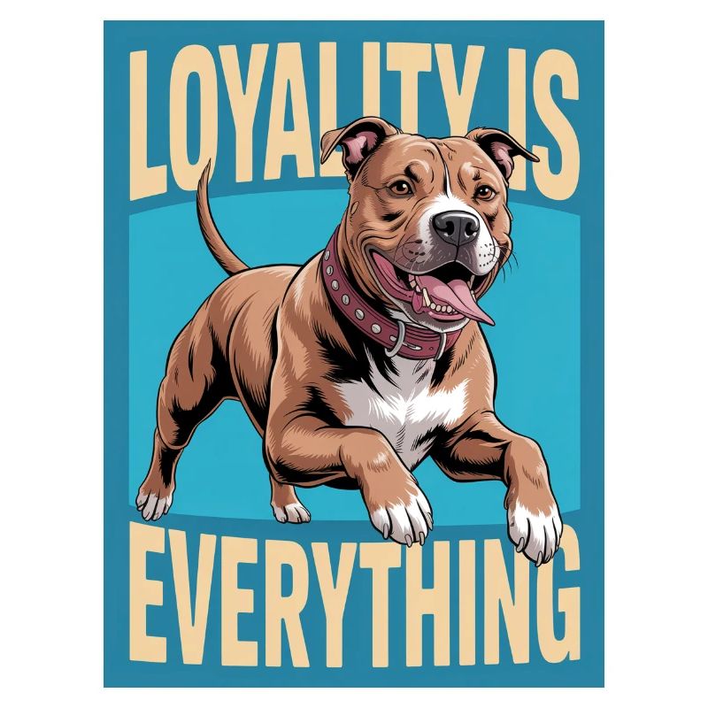 Pitbull mit Schriftzug „Loyality is everything“