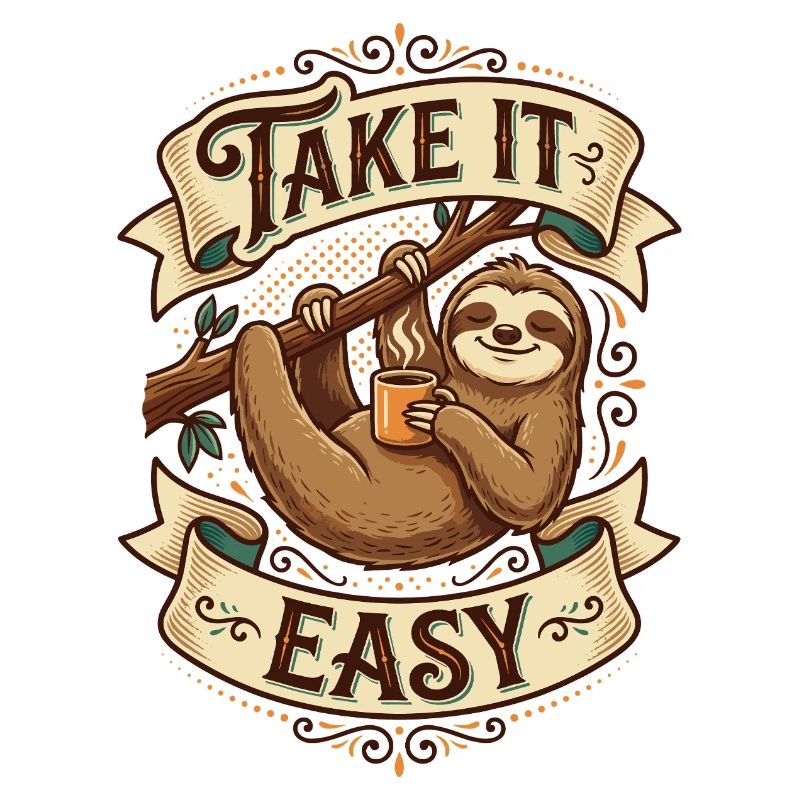 Take It Easy Sloth Motif
