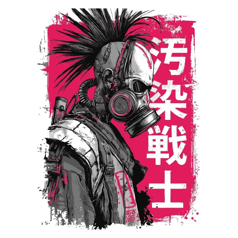 Punk warrior with characters