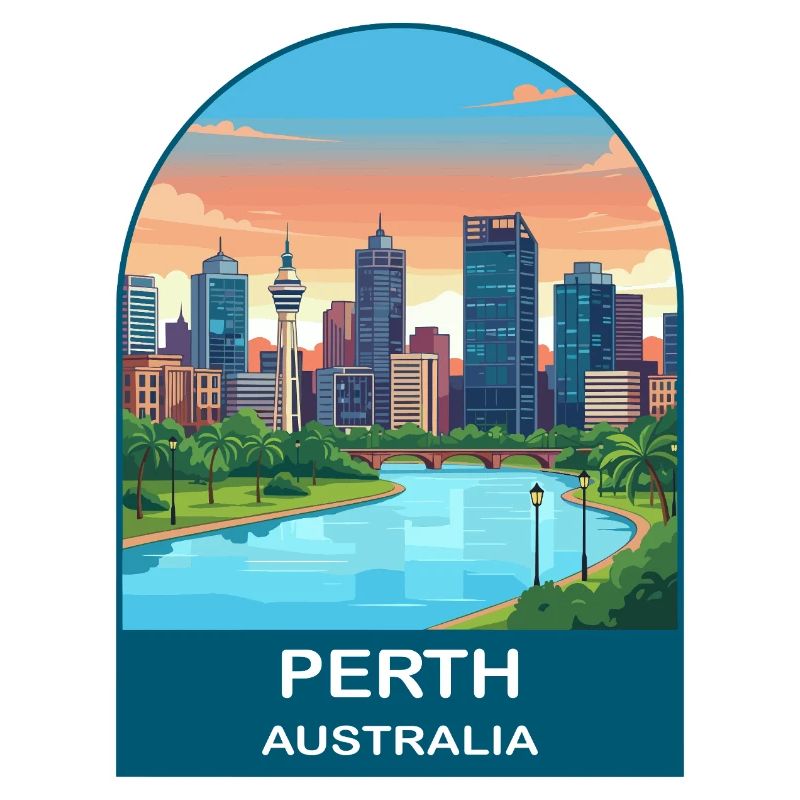Perth, Australien Swan River Reiseplakat-Kunst