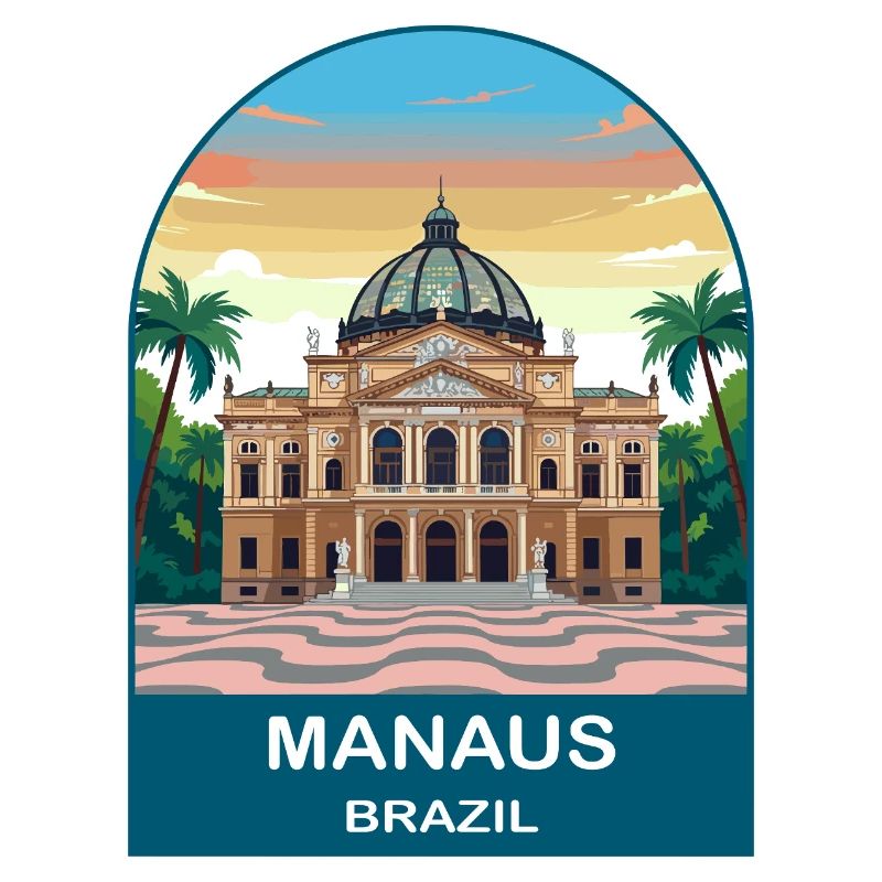 Affiche de voyage à l’Opéra Amazone de Manaus, Brésil