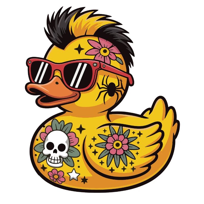 Tattooed Rubber Duck Punk Style Accessories