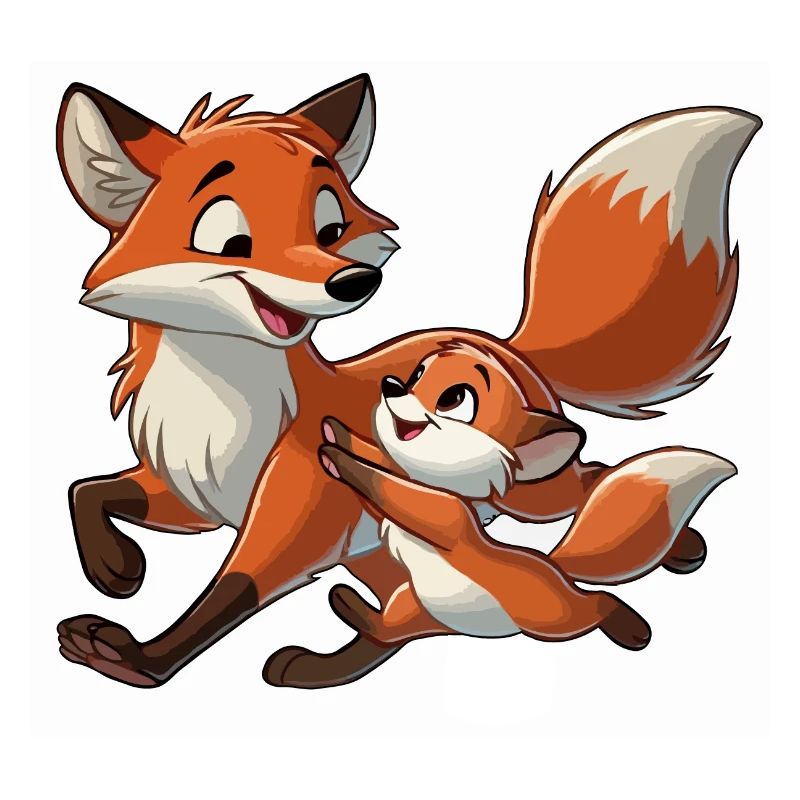 Fuchs mit herumtollendem Kind