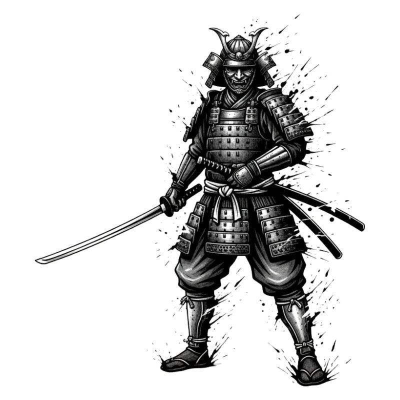 Black and White Samurai Katana