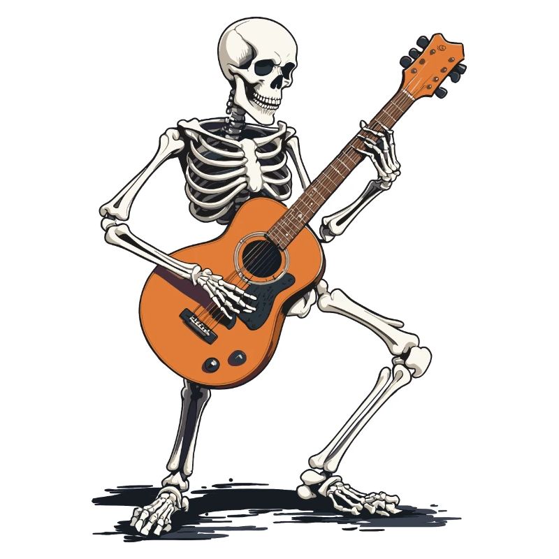 Skeleton with guitar