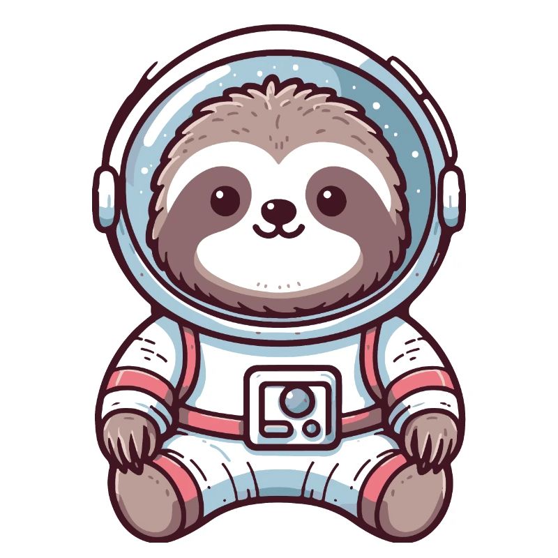 Cute sloth in astronaut suit, outer space