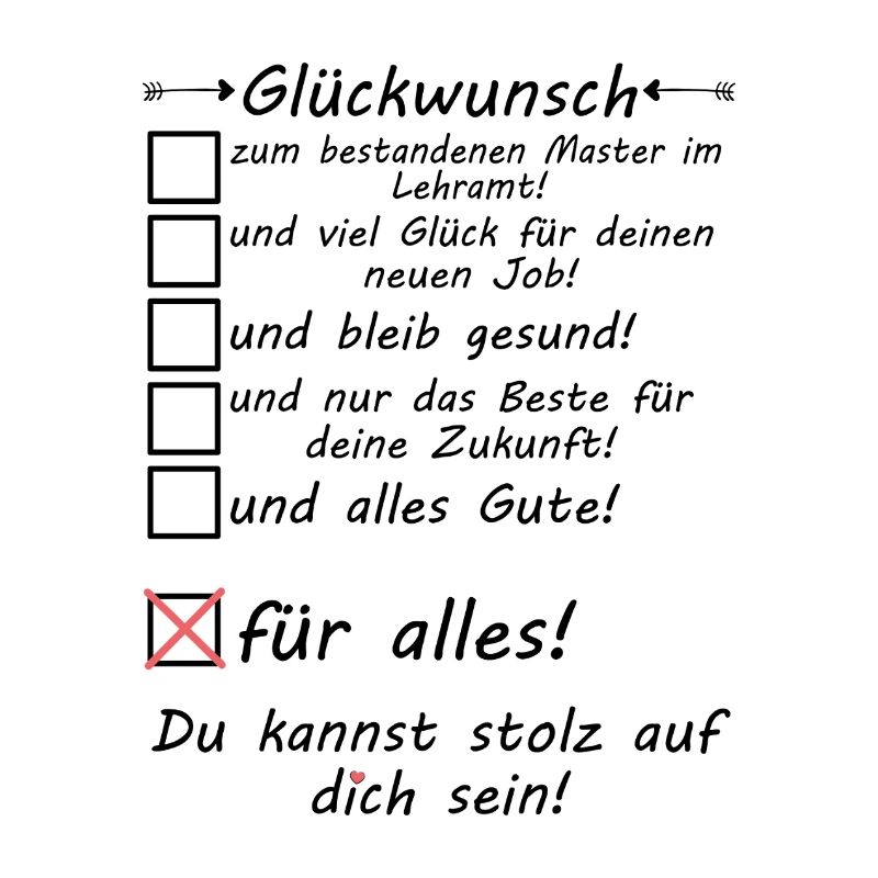 Master in Lehramt bestanden Studium Glückwunsch