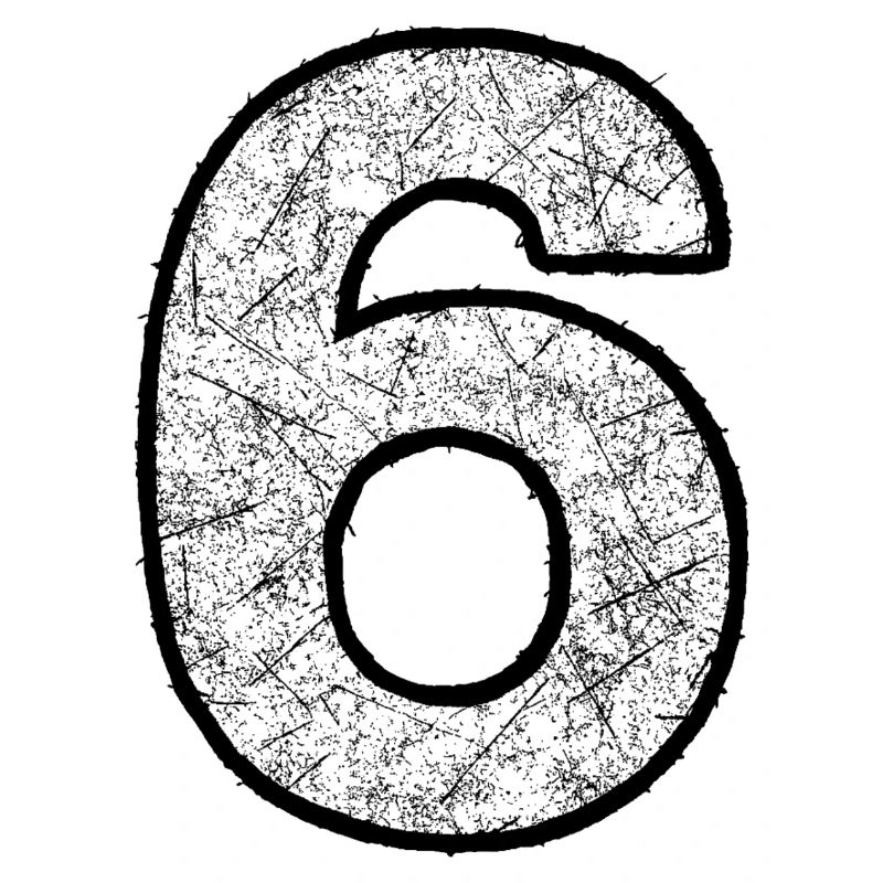 Six digits with scratch texture