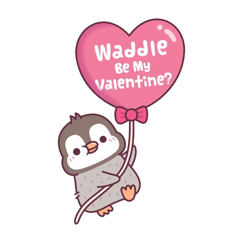 Ballon en forme de cœur de pingouin mignon, dandine sois ma Saint-Valentin