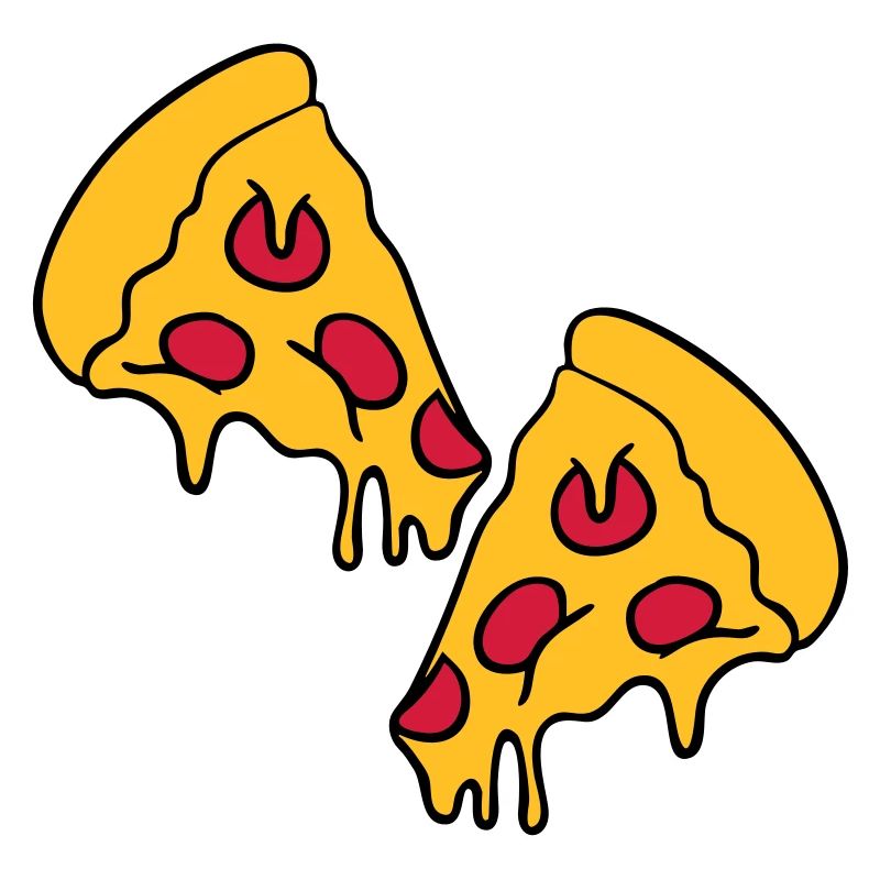 2 pizza dripping cheese salami pieces