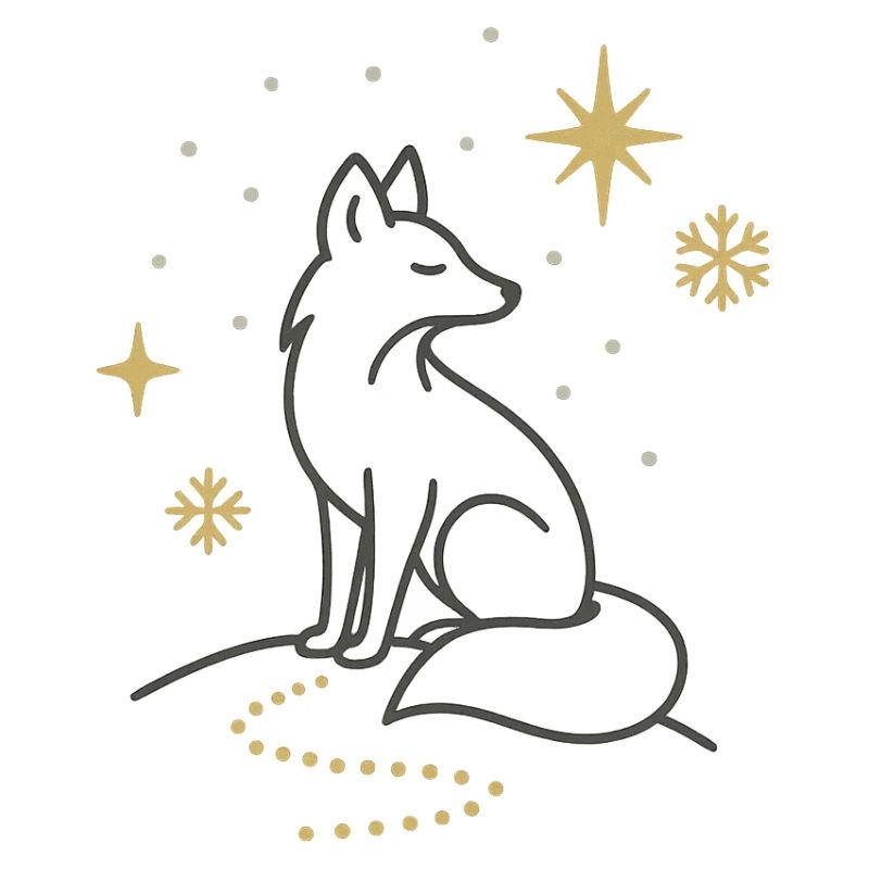 Silhouette de loup de lune avec des étoiles