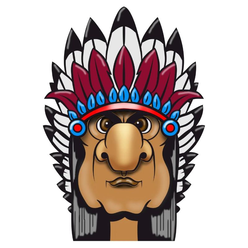 Grimmiger Indianerhäuptling mit Federschmuck Comic