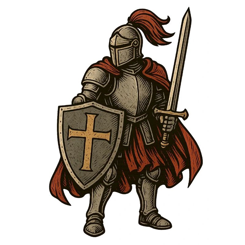 Chevalier épique avec bouclier et épée