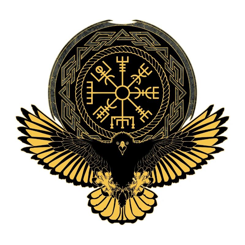 Eagle with Vegvisir symbol