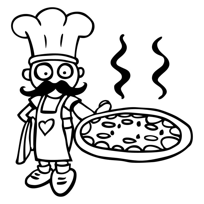 dessin rigolo de chef cuistot pizza pizzeria