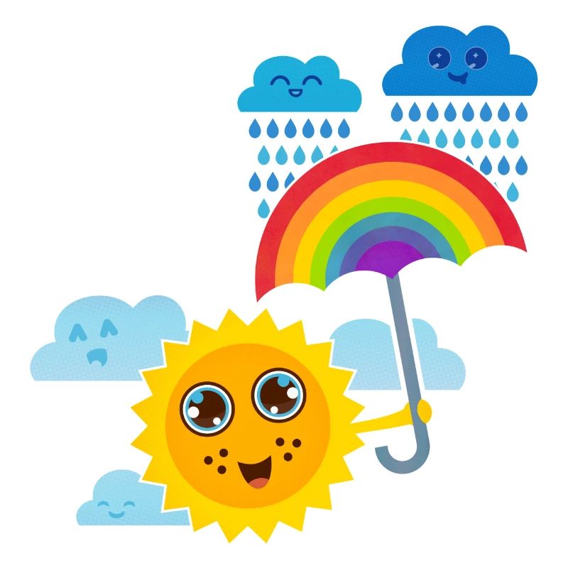 Soleil & arc-en-parapluie