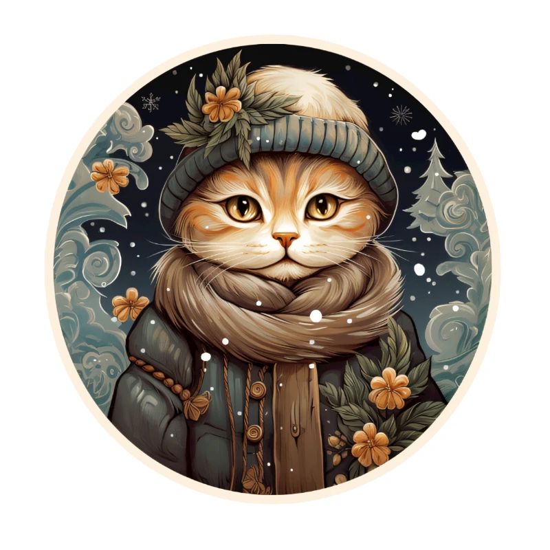 chat élégant dans un paysage d’hiver