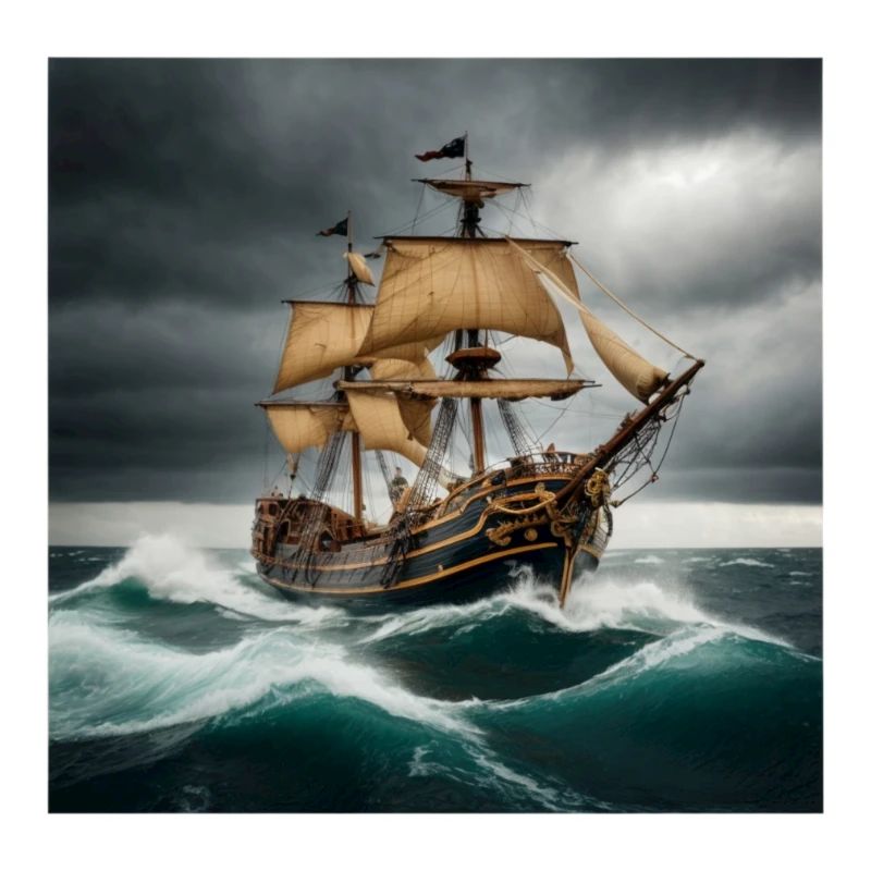 Nave pirata in tempesta