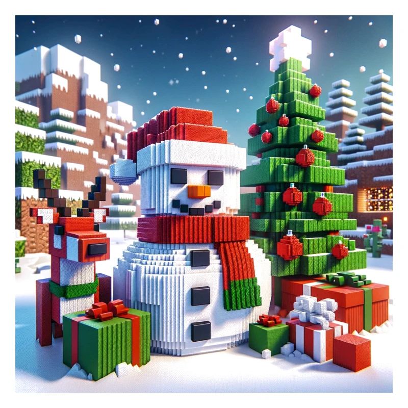 Snowman pixel christmas