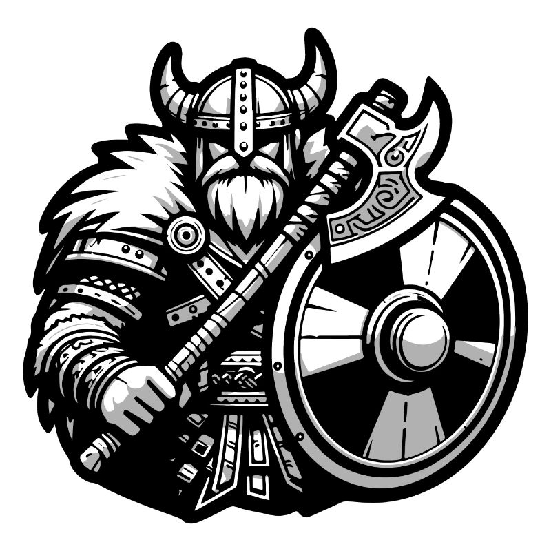 Wikingerkrieger mit Axt und Schild