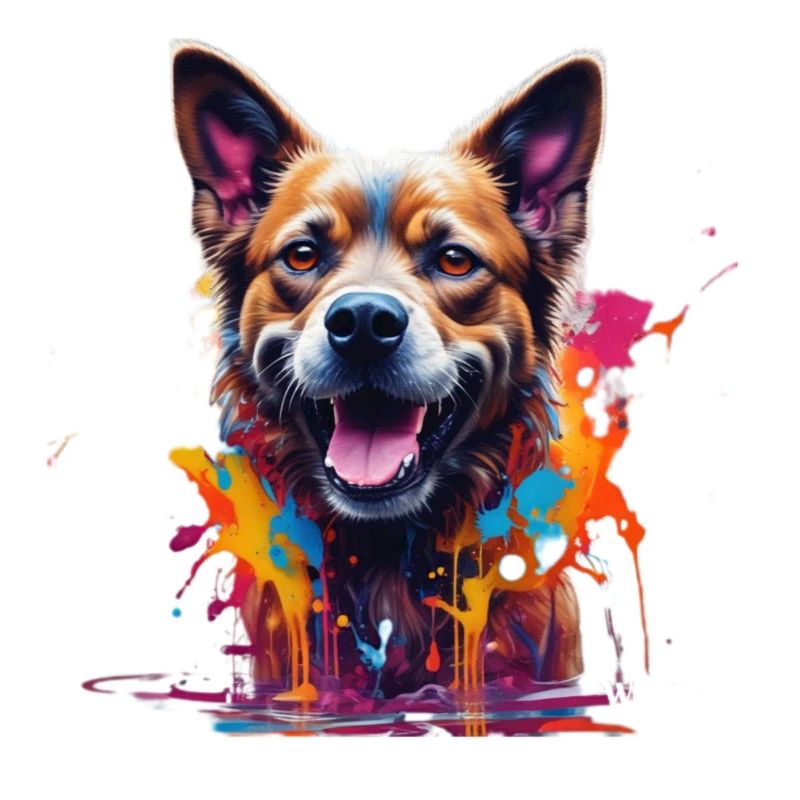 Hund mit Bunten Graffiti