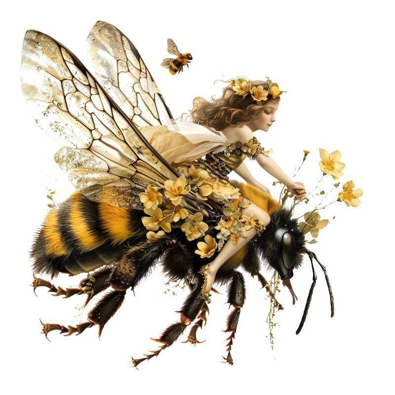 Gute Fee reitet auf einer Hummel