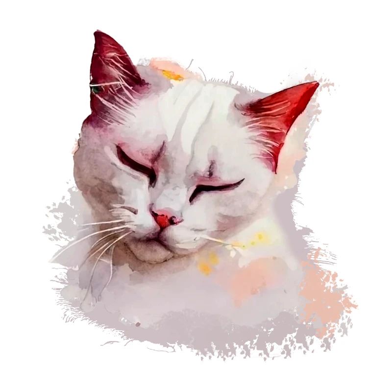 Cute White Cat Sleeping Tshirt