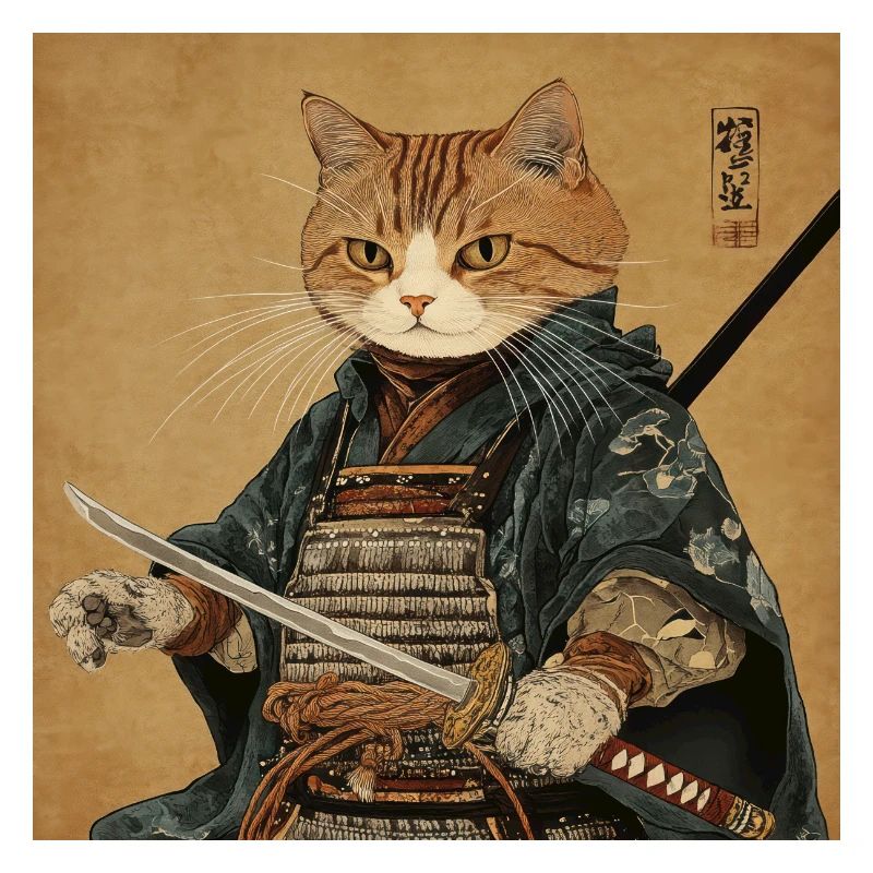 Katze Samurai Japan Ukiyo-E