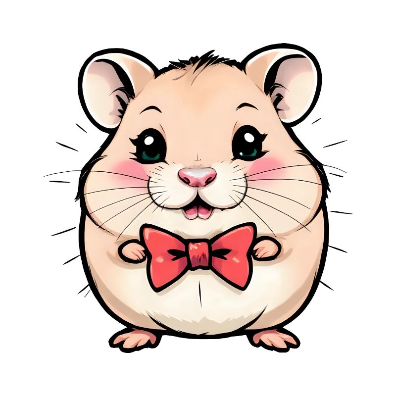 Adorable Hamster in a Red Bow Tie
