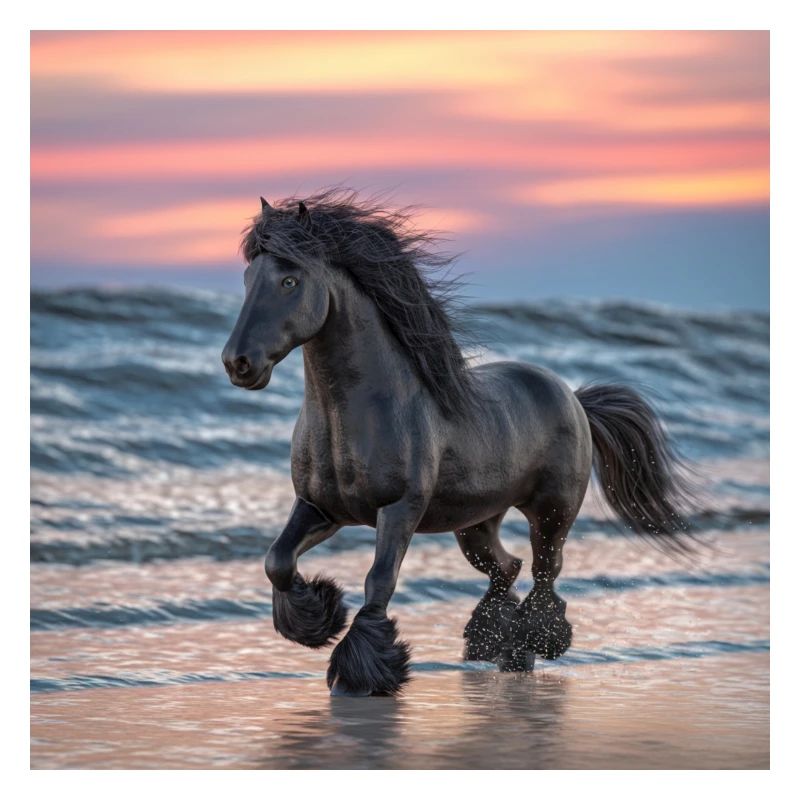 Friesenpferd am Strand