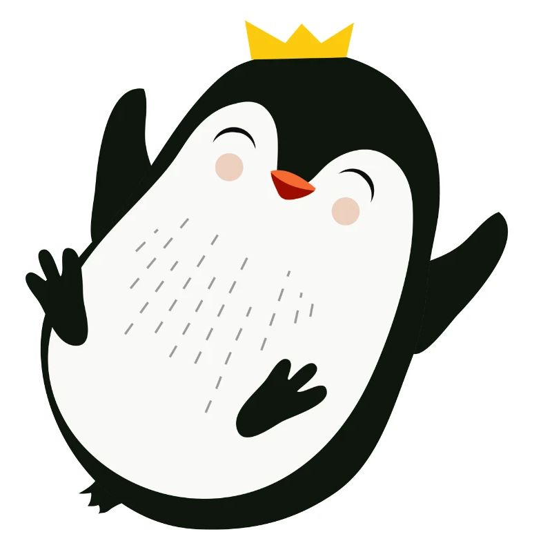 pingouin joyeux avec une couronne dorée