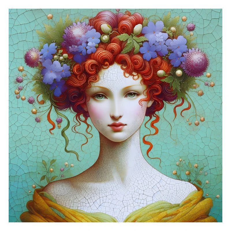 Des fleurs violettes dans les cheveux