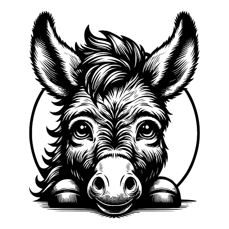 Cute donkey drawing with fine details