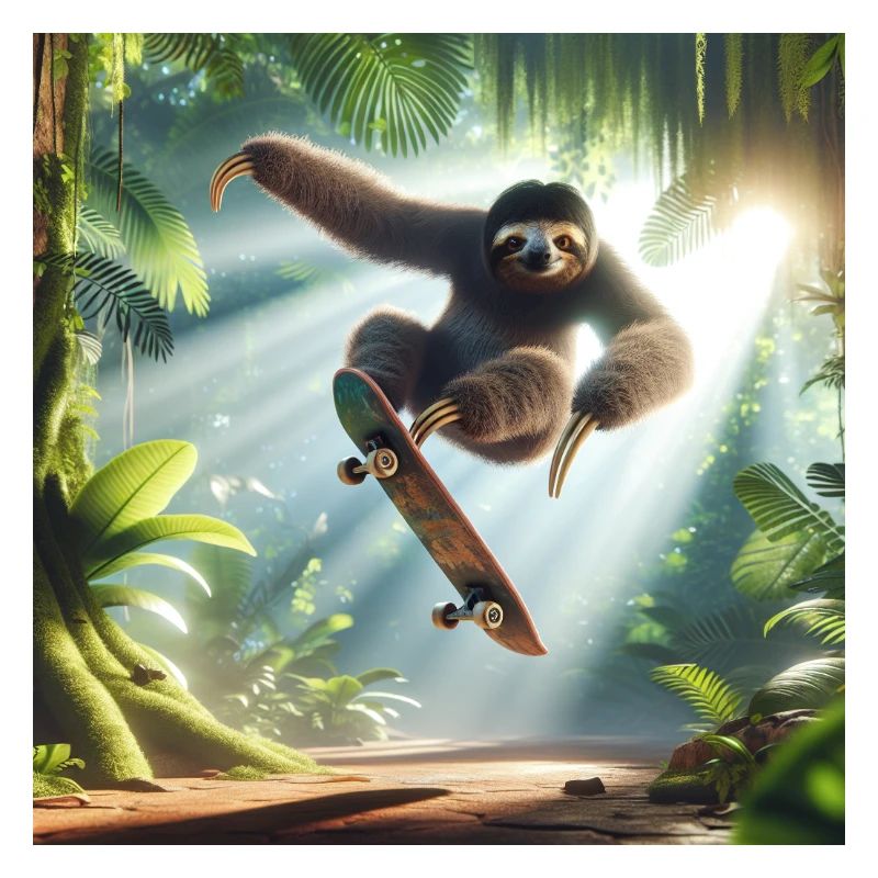 Faultier Wanderer Skateboarder