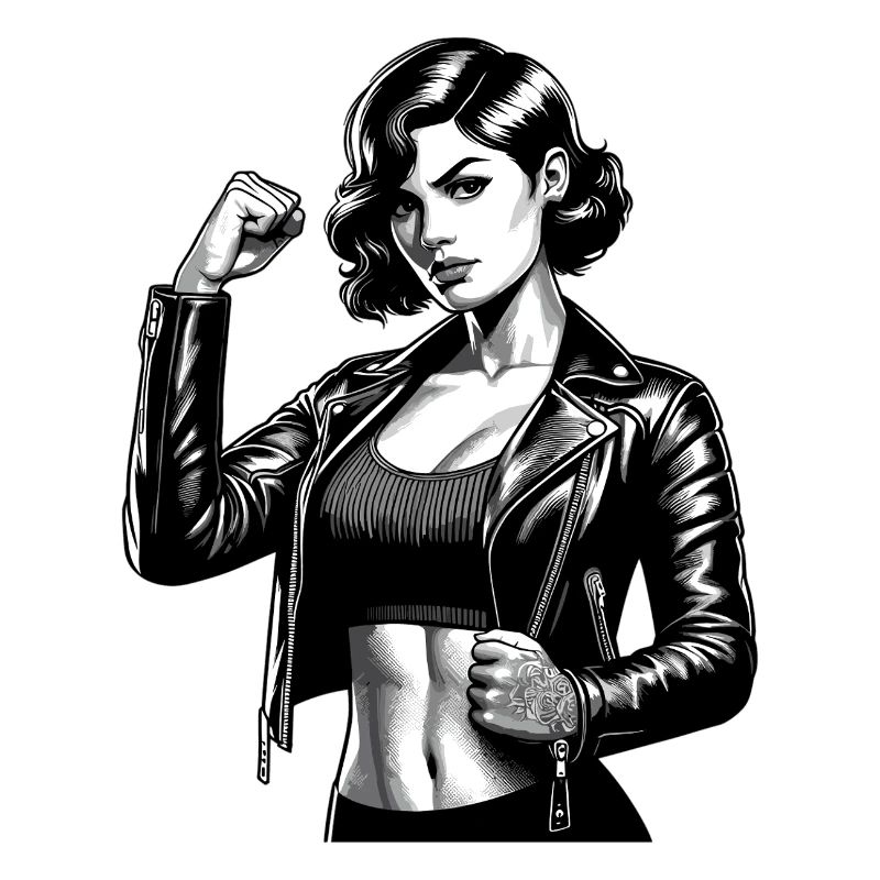 Strong Cool Woman Rockabilly Leather Jacket Gift