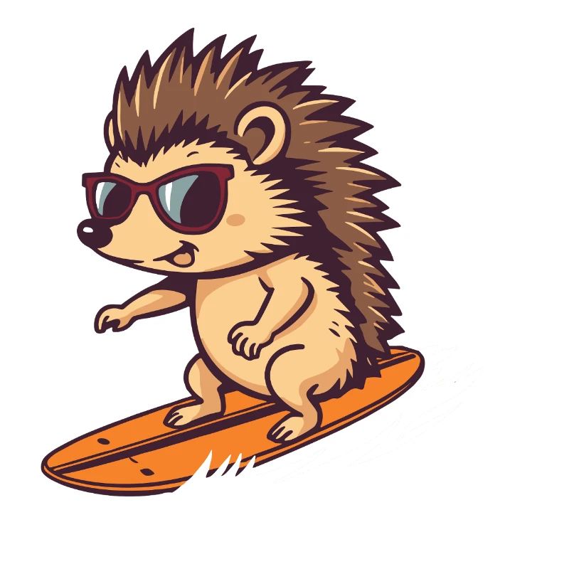 Hérisson surfeur avec lunettes de soleil