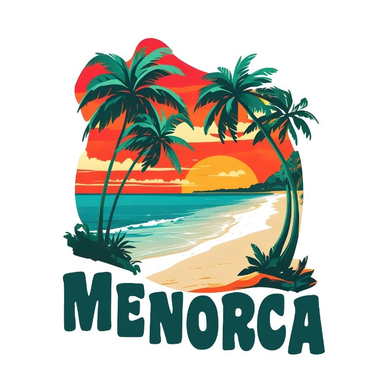 Menorca palm trees and sandy beach